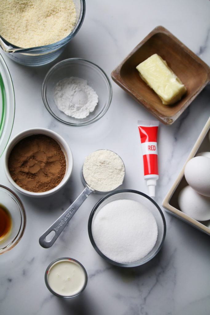 Ingredients needed For Air Fryer Keto Red Velvet Cupcakes